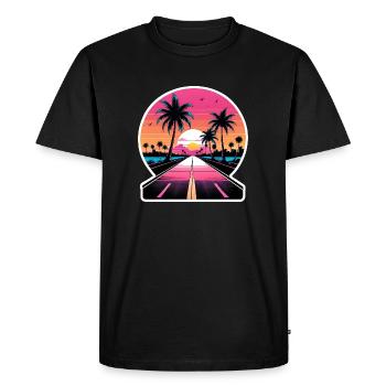 Miami : Conduire sur une route solitaire - T-shirt Premium bio Homme - noir - Devant - Nico (187cm)