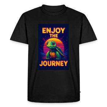 Enjoy the Journey – Turtle in Retro Sunset - Men's Premium Organic T-Shirt - black - Front - Nico (187cm)