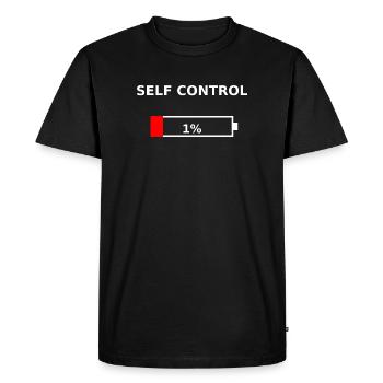 SELF CONTROL – 1% Battery Low - Men's Premium Organic T-Shirt - black - Front - Nico (187cm)