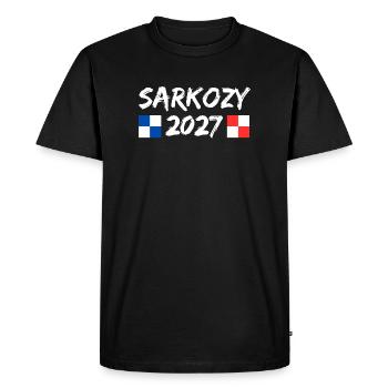 Sarkozy 2027 Humour Politique élections  - T-shirt Premium bio Homme - noir - Devant - Nico (187cm)