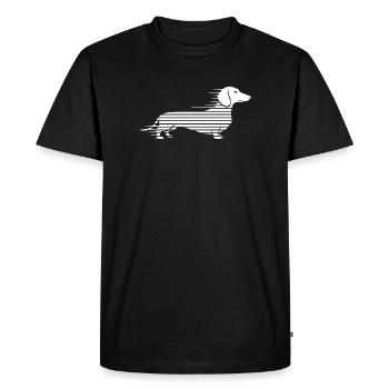 Teckel rayé en course - T-shirt Premium bio Homme - noir - Devant - Nico (187cm)