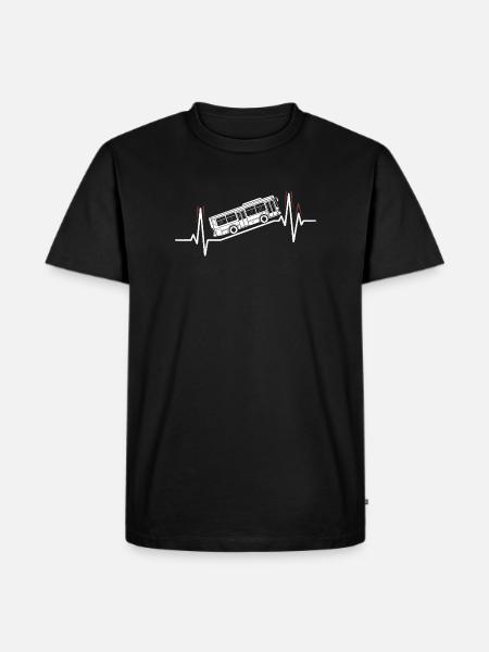 Busfahrer Herzschlag Linienbus Beruf Fahrer - Männer Premium Bio T-Shirt - Schwarz