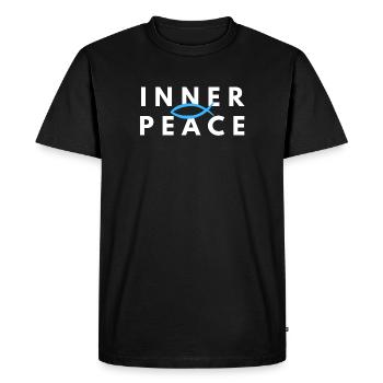 Inner Peace Ichthys Christian Meditation Tee - Men's Premium Organic T-Shirt - black - Front - Nico (187cm)