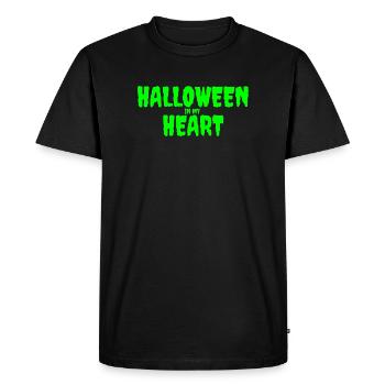Halloween dans mon coeur Typographie Design - T-shirt Premium bio Homme - noir - Devant - Nico (187cm)
