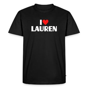 J’adore Lauren Red Heart Romantique Nom Fan - T-shirt Premium bio Homme - noir - Devant - Nico (187cm)