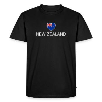 Cœur avec drapeau néo-zélandais - T-shirt Premium bio Homme - noir - Devant - Nico (187cm)