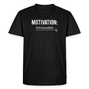 T-shirt humour motivation – Motivation introuvable - T-shirt Premium bio Homme - noir - Devant - Nico (187cm)