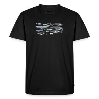 Whales diversity fond transparent - Men's Premium Organic T-Shirt - black - Front - Nico (187cm)