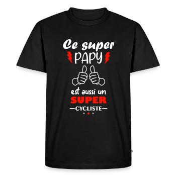 Ce super papy est aussi un super cycliste, vélo - T-shirt Premium bio Homme - noir - Devant - Nico (187cm)