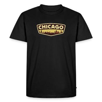 Chicago Skyline Retro Badge - Men's Premium Organic T-Shirt - black - Front - Nico (187cm)
