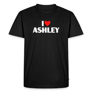 I love Ashley Red Heart Romantic Name Fan - Men's Premium Organic T-Shirt - black - Front - Nico (187cm)