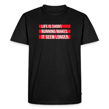 La vie est courte La course la rend plus longue Drôle - T-shirt Premium bio Homme - noir - Devant - Nico (187cm)
