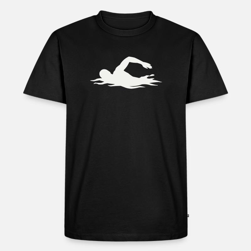 Schwimmer-Silhouette im Wasser - Männer Premium Bio T-Shirt - Schwarz