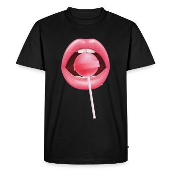 Lollipop red Lips Lollipop, Lollipop Oh lolli loll - T-shirt Premium bio Homme - noir - Devant - Nico (187cm)