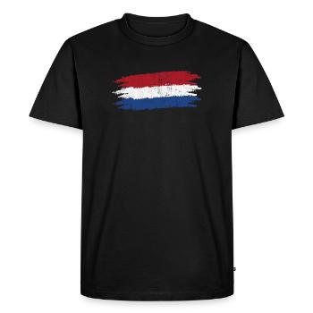 Dutch Flag Brush Strokes Tee - Men's Premium Organic T-Shirt - black - Front - Nico (187cm)