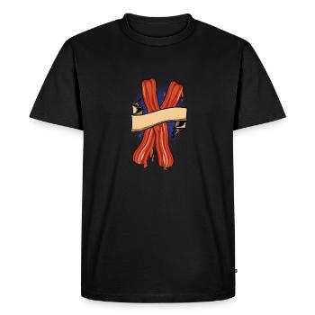 Bacon Bacon Petit déjeuner - T-shirt Premium bio Homme - noir - Devant - Nico (187cm)