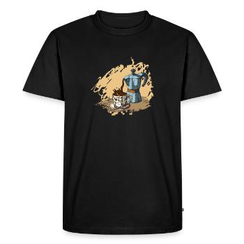 Café expresso - T-shirt Premium bio Homme - noir - Devant - Nico (187cm)