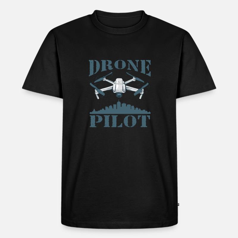 Drone Dronenpilot Quadrocopter - Männer Premium Bio T-Shirt - Schwarz
