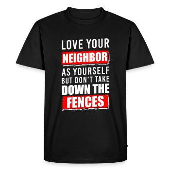 Célébration du voisin - T-shirt Premium bio Homme - noir - Devant - Nico (187cm)