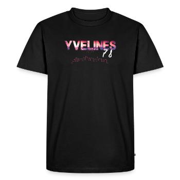 Skyline néon Coucher de soleil Yvelines 78 - T-shirt Premium bio Homme - noir - Devant - Nico (187cm)