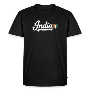 India Script with Flag Heart Patriotic - Men's Premium Organic T-Shirt - black - Front - Nico (187cm)