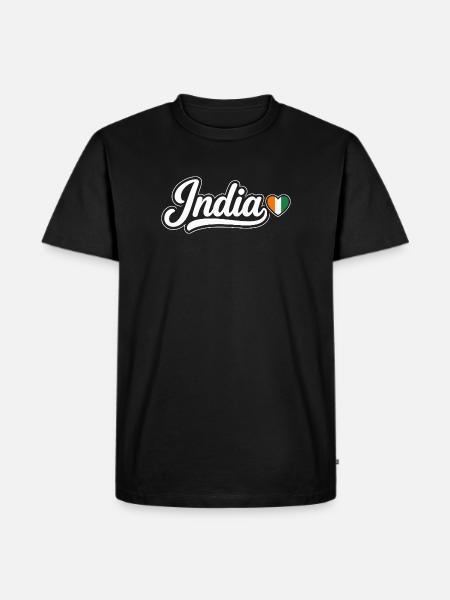 India Script with Flag Heart Patriotic - Men's Premium Organic T-Shirt - black