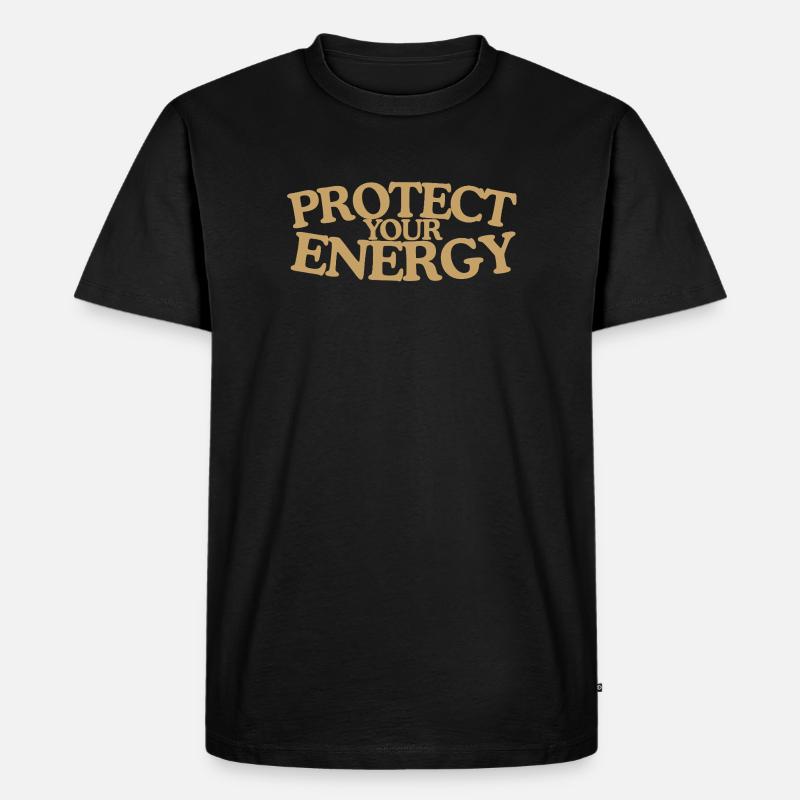 Protect your energy Retro Spruch Design - Männer Premium Bio T-Shirt - Schwarz