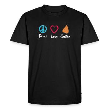 Guitare Peace Love - T-shirt Premium bio Homme - noir - Devant - Nico (187cm)