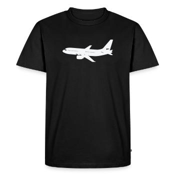 Silhouette d’avion sur fond blanc - T-shirt Premium bio Homme - noir - Devant - Nico (187cm)