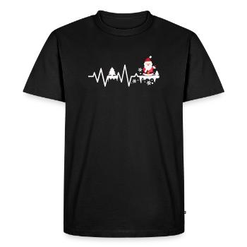 Petit Père Noël Battement de cœur Sapin de Saint-Nicolas - T-shirt Premium bio Homme - noir - Devant - Nico (187cm)