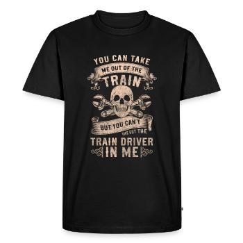 Modèle réduit de locomotive de chemin de fer Conducteur de locomotive à vapeur - T-shirt Premium bio Homme - noir - Devant - Nico (187cm)