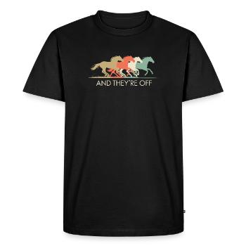 Illustration de chevaux de course vintage - T-shirt Premium bio Homme - noir - Devant - Nico (187cm)