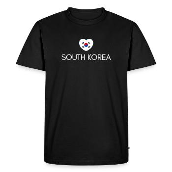 Heart with South Korean flag - Men's Premium Organic T-Shirt - black - Front - Nico (187cm)