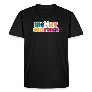 Cat Christmas - Meowy Christmas - Men's Premium Organic T-Shirt - black - Front - Nico (187cm)