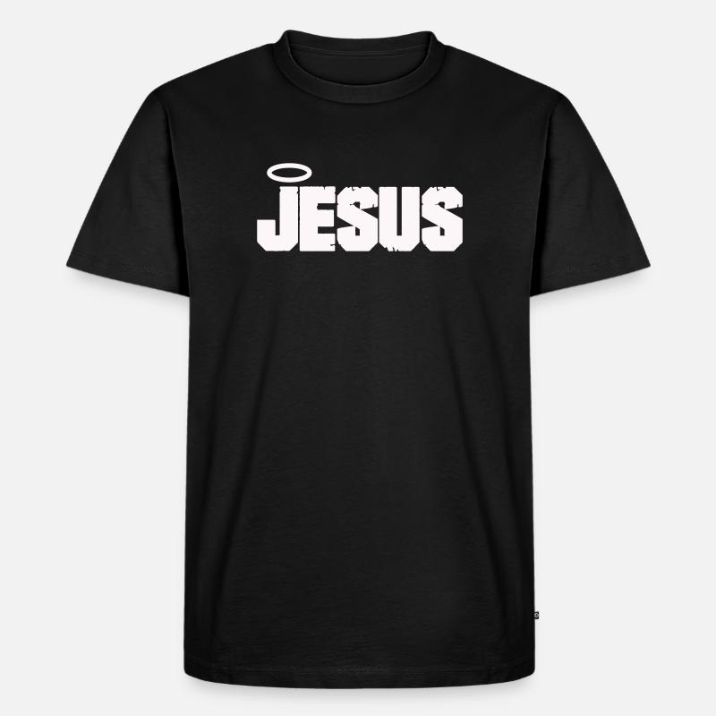Lettres de Jésus avec auréole - T-shirt Premium bio Homme - noir