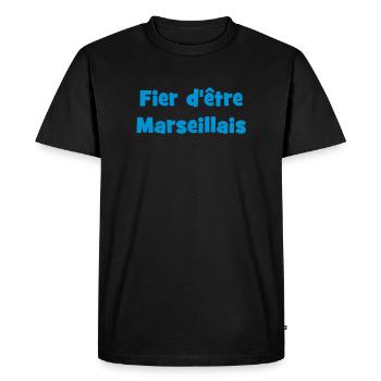 Fier d'être marseillais - T-shirt Premium bio Homme - noir - Devant - Nico (187cm)