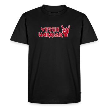 Veggie Warrior vegan metal rock hand cool saying - Men's Premium Organic T-Shirt - black - Front - Nico (187cm)