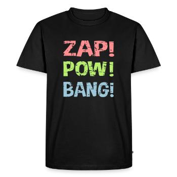 ZAP! POW! COUP! Couleurs modifiables - T-shirt Premium bio Homme - noir - Devant - Nico (187cm)