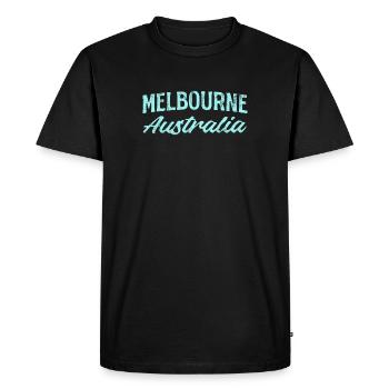 Melbourne Australie Voyage Vintage - T-shirt Premium bio Homme - noir - Devant - Nico (187cm)