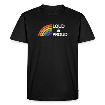 Mois de la fierté LGBTQ - Fort et fier - T-shirt Premium bio Homme - noir - Devant - Nico (187cm)