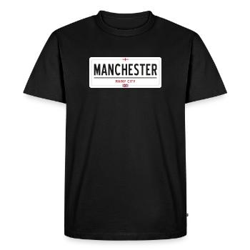 Panneau de la ville de Manchester - T-shirt Premium bio Homme - noir - Devant - Nico (187cm)