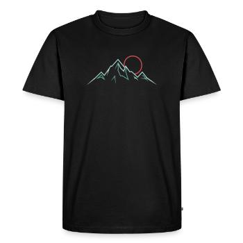 Minimalist Mountain Range with Rising Sun - Men's Premium Organic T-Shirt - black - Front - Nico (187cm)