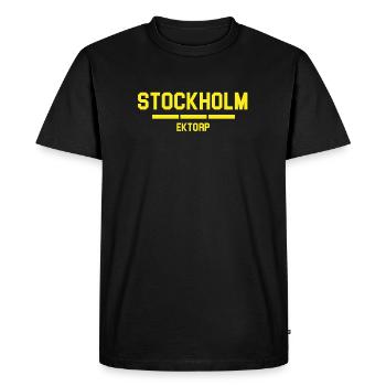 Bannière Ektorp de Stockholm dans un style vintage - T-shirt Premium bio Homme - noir - Devant - Nico (187cm)