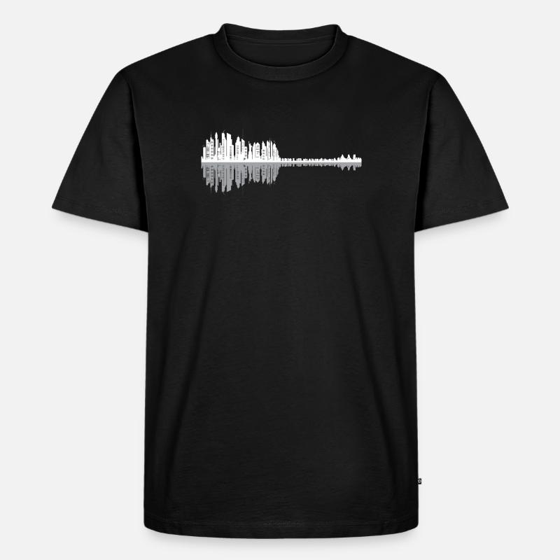 Urban Guitar Skyline - Männer Premium Bio T-Shirt - Schwarz