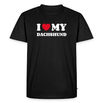 J’adore mon teckel Dackel - T-shirt Premium bio Homme - noir - Devant - Nico (187cm)