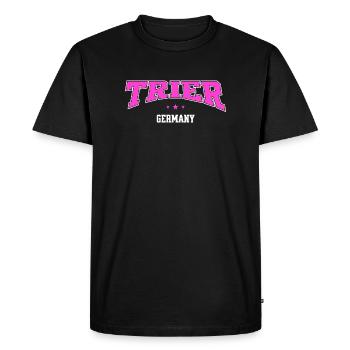 Motif rétro urbain rose de Trèves Allemagne - T-shirt Premium bio Homme - noir - Devant - Nico (187cm)