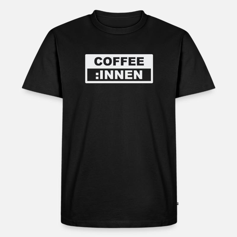 KAFFEE INNEN - Männer Premium Bio T-Shirt - Schwarz