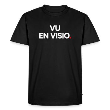 Seen by video. Minimalist telecommuting humor - Men's Premium Organic T-Shirt - black - Front - Nico (187cm)