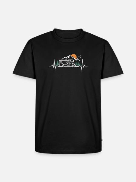 Berglandschaft Wohnmobil Roadtrip - Männer Premium Bio T-Shirt - Schwarz