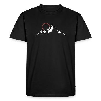 Crimson Sun Over Alpine Peaks - Men's Premium Organic T-Shirt - black - Front - Nico (187cm)